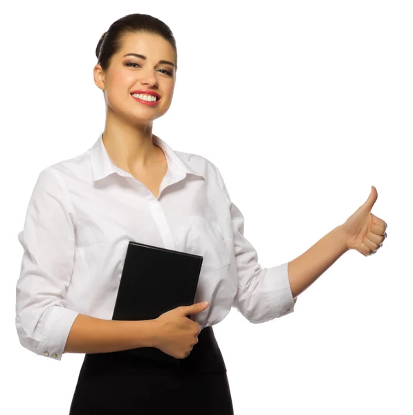 Businesswoman shows ok gesture — Stock Photo, Image
