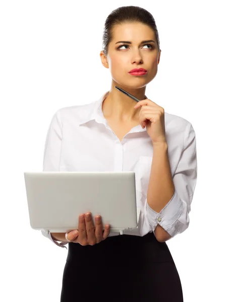 Businesswoman with laptop isolated — Stock Photo, Image