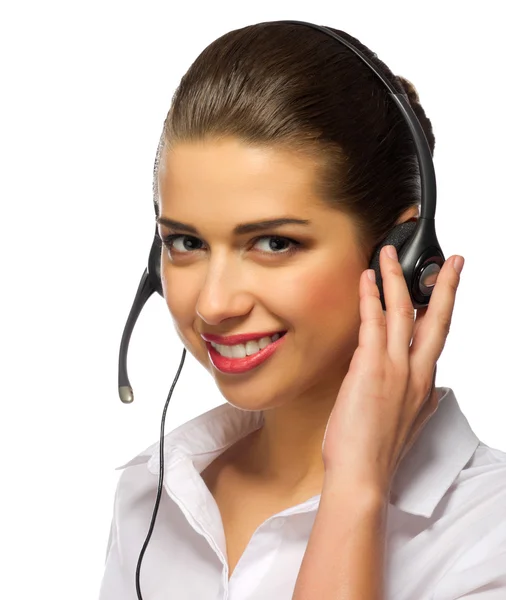 Ragazza operatore call center — Foto Stock