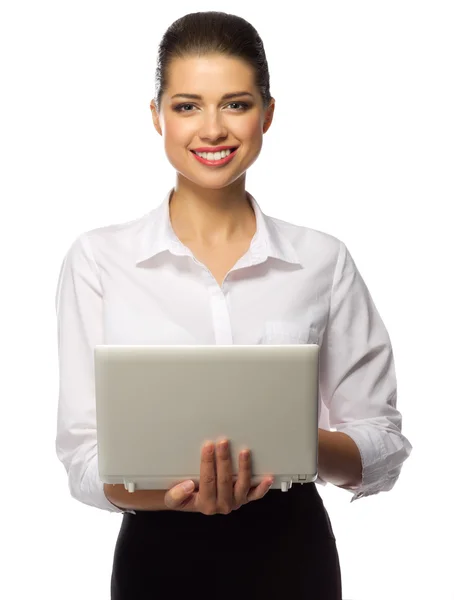 Young businesswoman with laptop — Stock Photo, Image