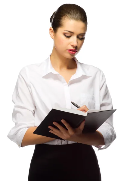 Young businesswoman with notebook — Stock Photo, Image