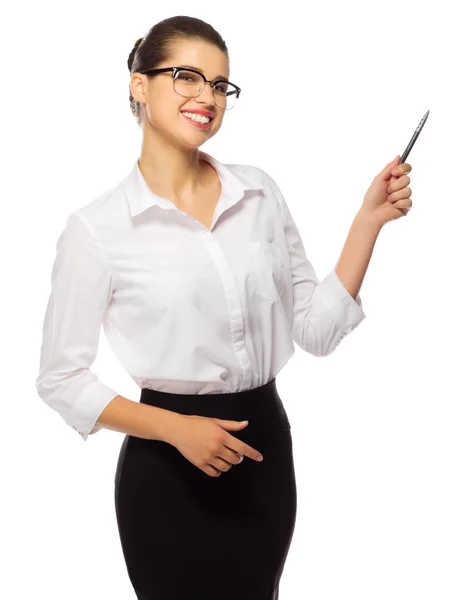 Young businesswoman with pen — Stock Photo, Image