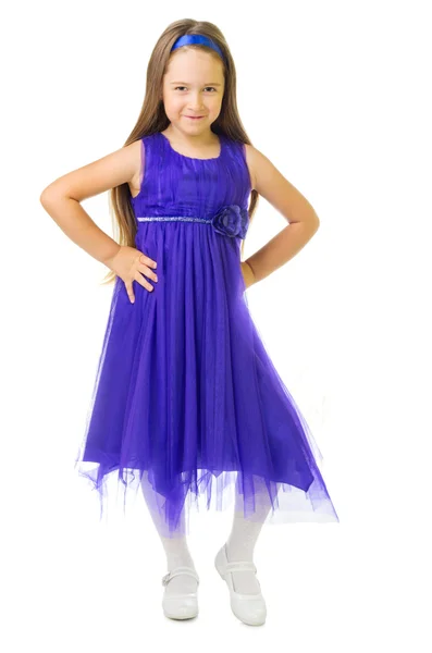 Bambina in abito blu — Foto Stock