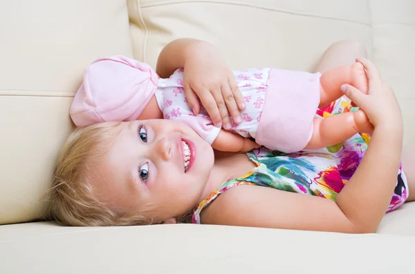 Little girl with doll — Stock Photo, Image