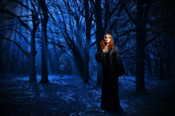 Bruja en el bosque nocturno — Foto de Stock