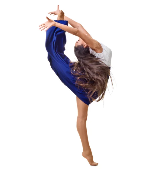 Dívka se zabývá v umělecké gymnastice izolované — Stock fotografie