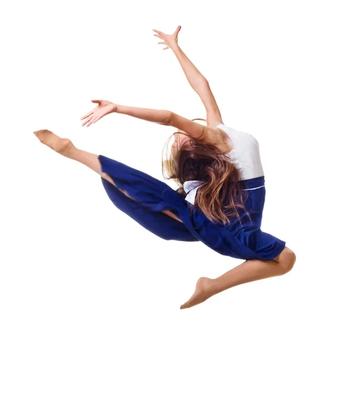 Dívka se zabývá v umělecké gymnastice izolované — Stock fotografie