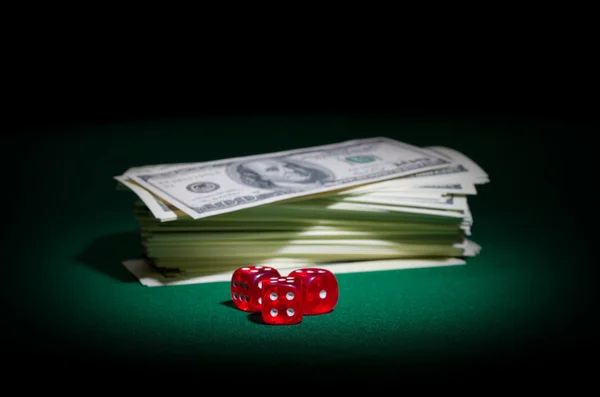 Dices with dollars — Stock Photo, Image