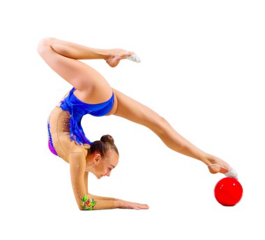 Genç kız sanat jimnastik devreye girer