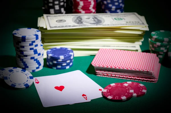 Dollars cards and chips — Stock Photo, Image