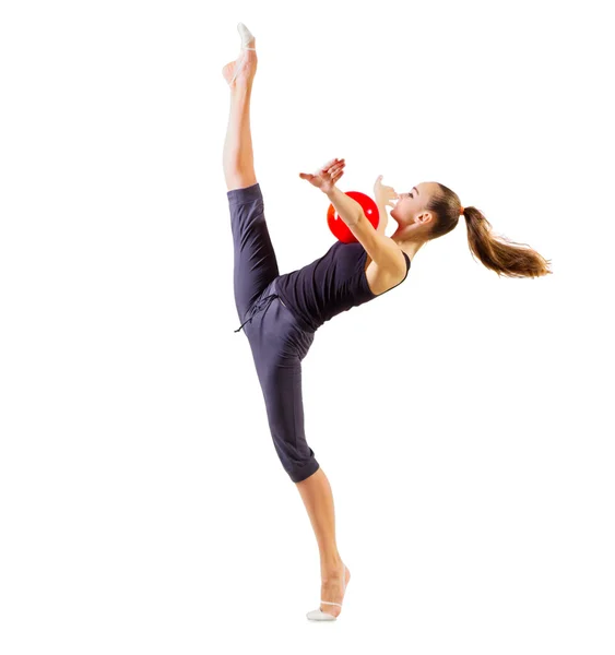 Ung flicka är engagerad i konst-gymnastik — Stockfoto