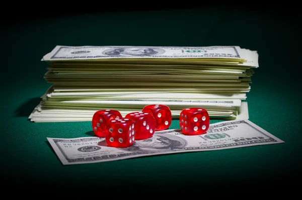 Dollars and dices — Stock Photo, Image