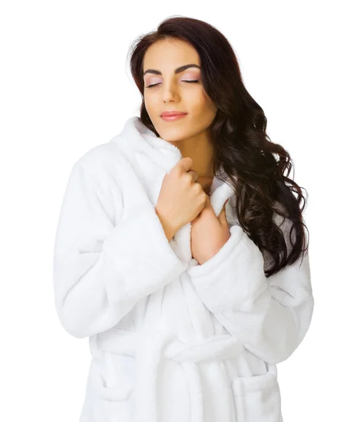 Young healthy girl with bathrobe — Stock Photo, Image