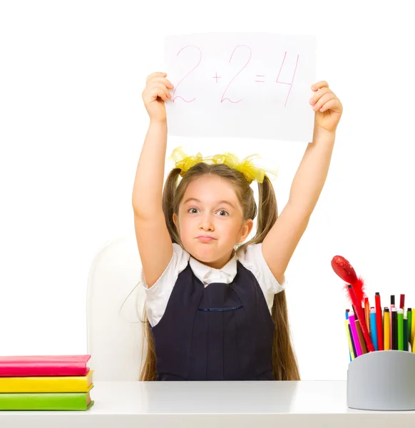 Little schoolgirl isolated — Stock Photo, Image