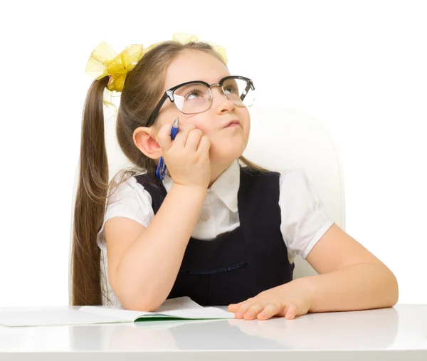 Little schoolgirl isolated — Stock Photo, Image