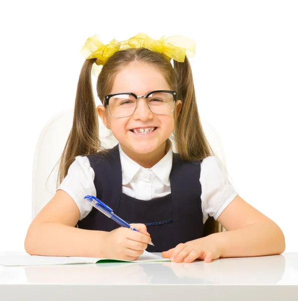 Little schoolgirl isolated — Stock Photo, Image