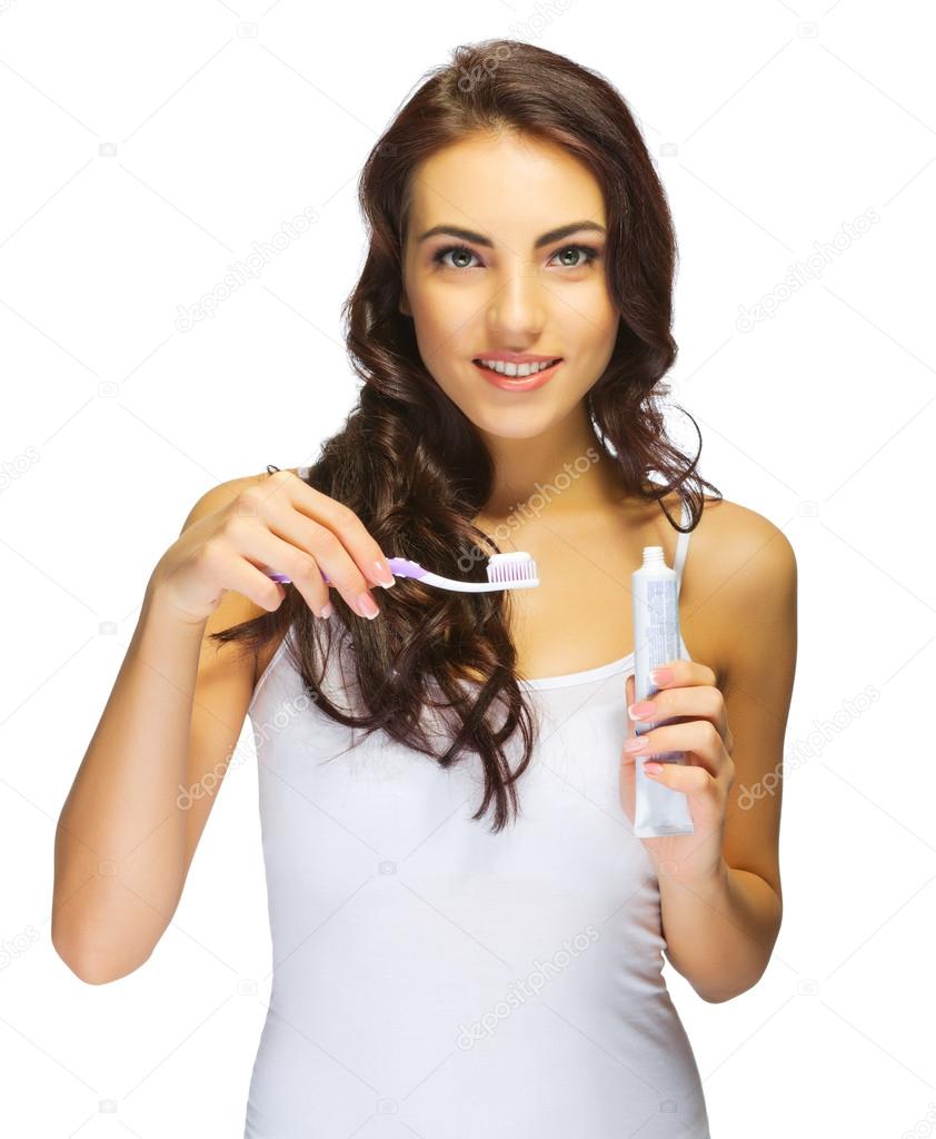 Young healthy girl with tooth brush