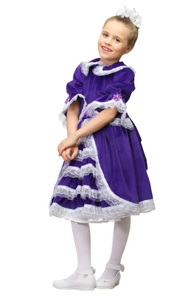 Μικρό κορίτσι σε μπλε φόρεμα — Φωτογραφία Αρχείου