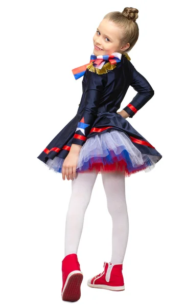 Bambina in costume blu — Foto Stock