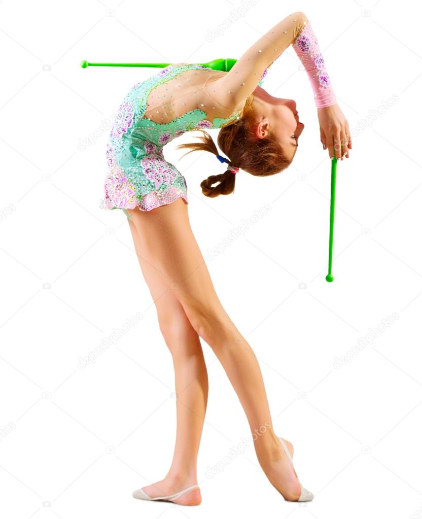 Young girl engaged art gymnastic