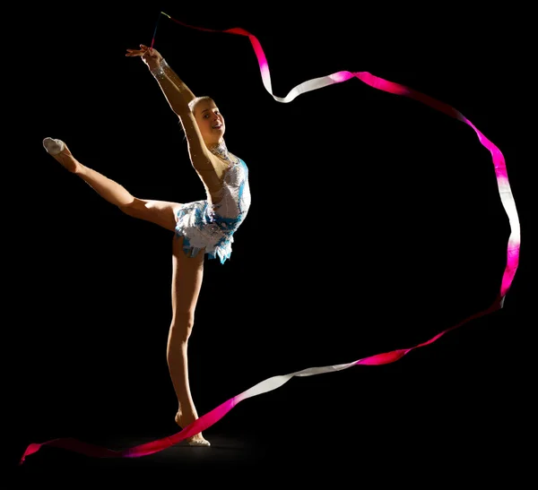 Giovane ragazza impegnata ginnastica d'arte — Foto Stock