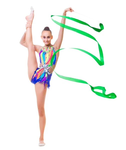 Młoda dziewczyna zaangażowane sztuki gimnastyczne — Zdjęcie stockowe