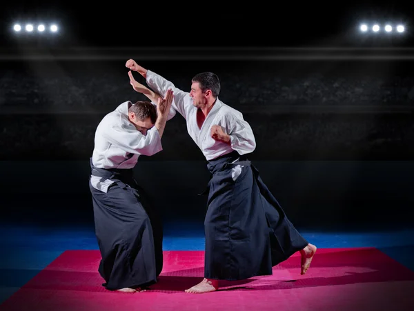 Iki aikido savaşçıları mücadele — Stok fotoğraf