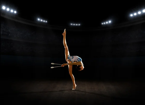 Young girl engaged art gymnastic — Stock Photo, Image