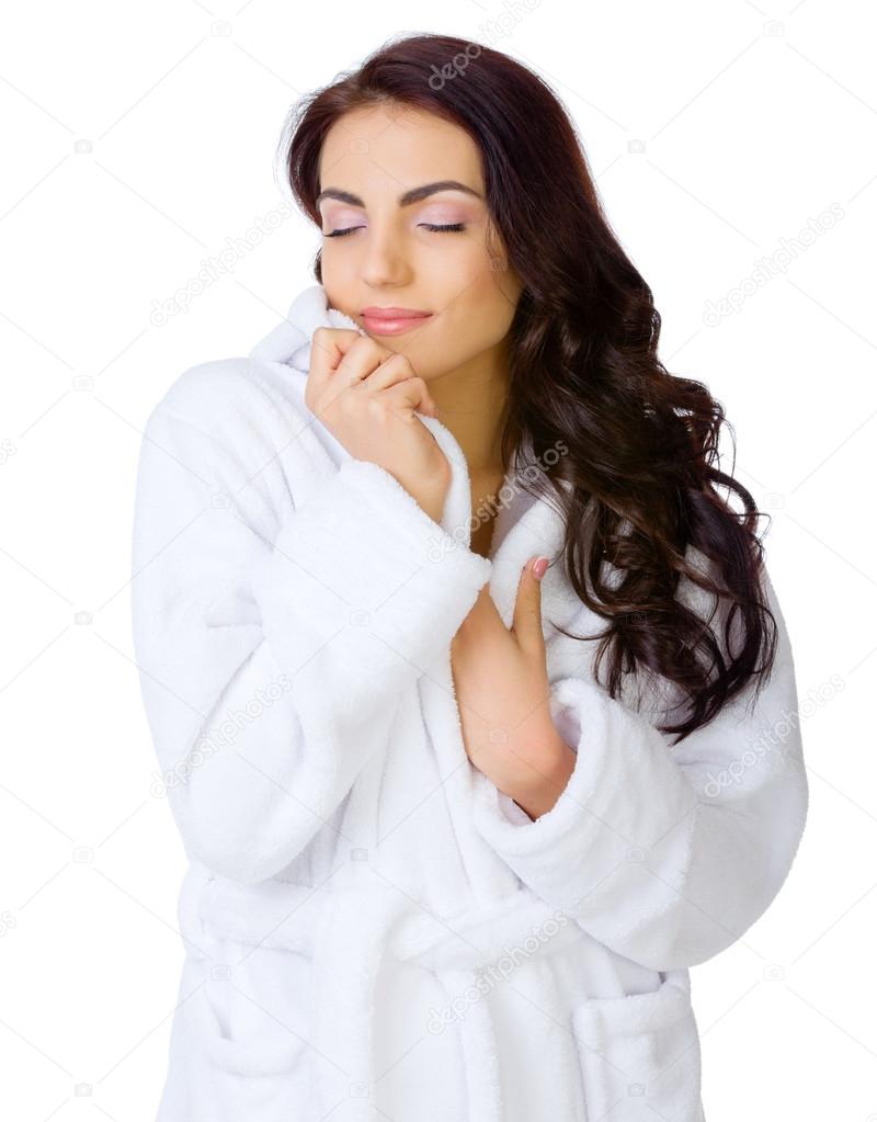 Young healthy girl with bathrobe