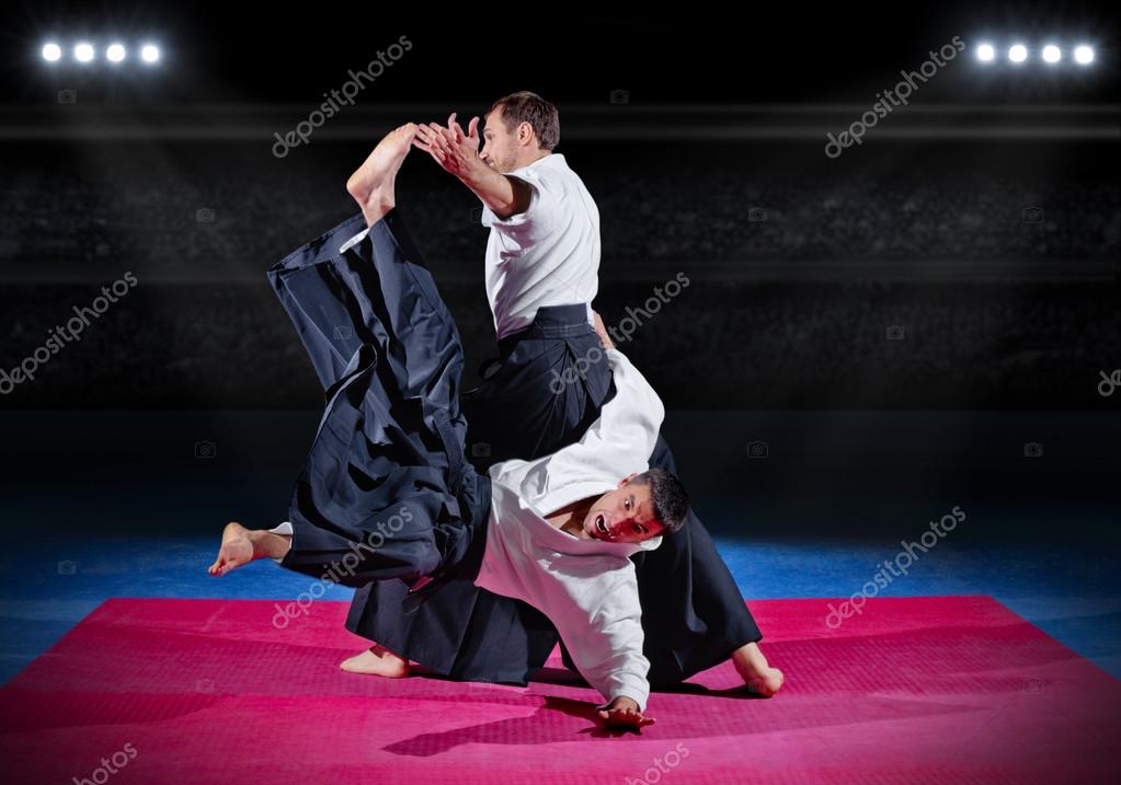 Fight between two aikido fighters — Stock Photo © rbvrbv 71742673