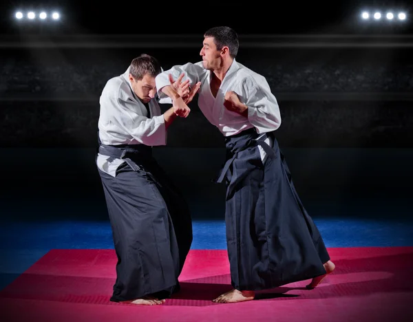 Martial arts fighters at sports hall — Stock Photo, Image