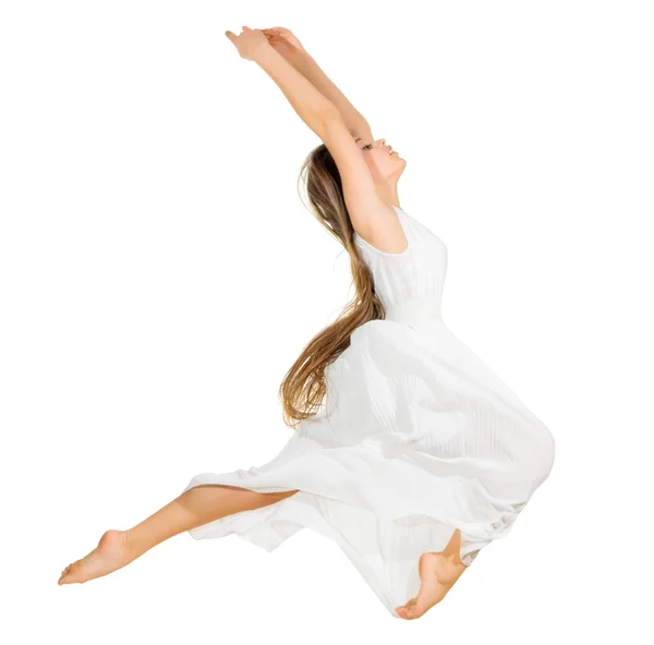 Elbiseli genç dans eden kız — Stok fotoğraf