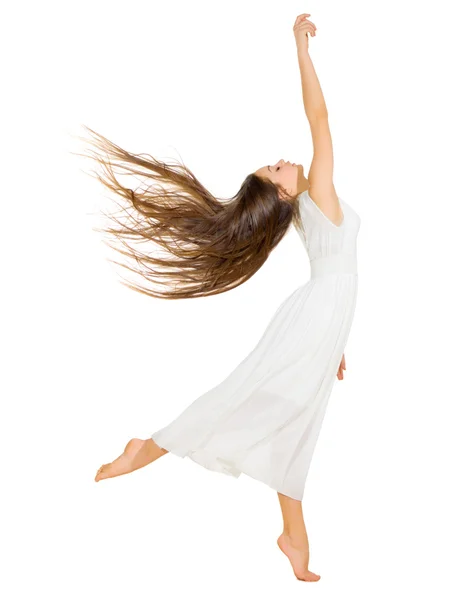 Unga dansande flicka i klänning — Stockfoto
