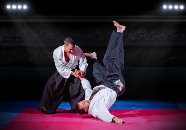 İki dövüş sanatları savaşçı arasında kavga