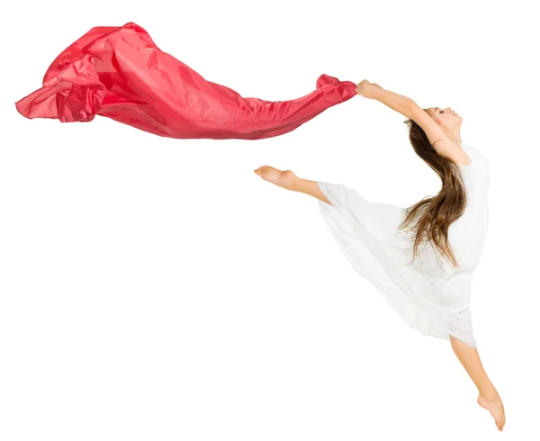 Beyaz elbiseli genç dans eden kız — Stok fotoğraf