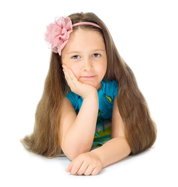 Niña en vestido azul — Foto de Stock