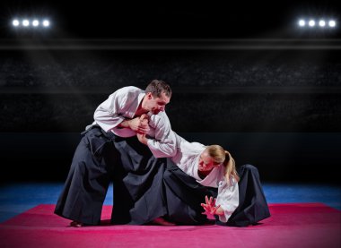Fight between two martial arts fighters clipart