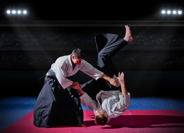 Lucha entre dos luchadores de artes marciales — Foto de Stock