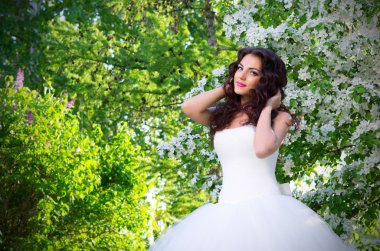 Gelin çiçek açan elma ağaçlarında