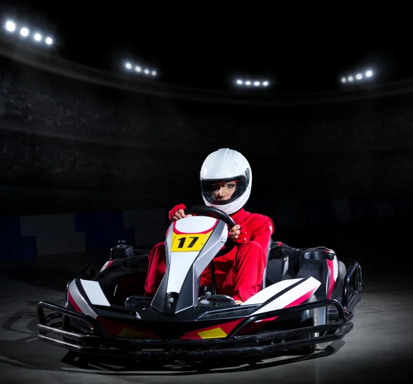 Young girl karting racer — Stock Photo, Image