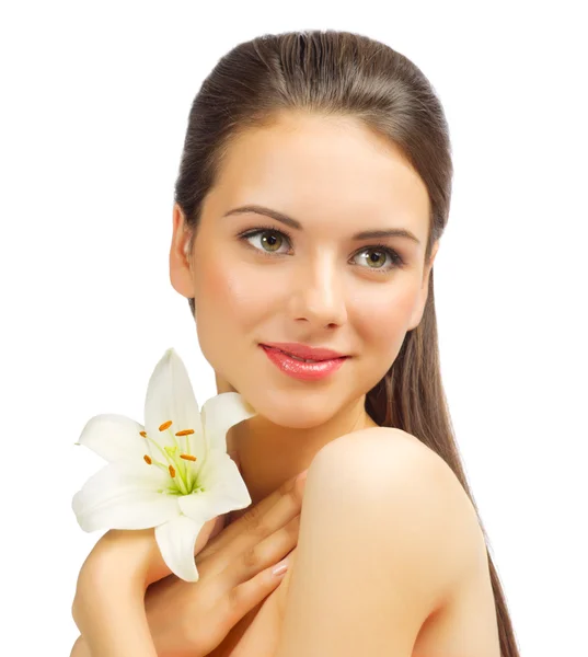 Young woman with flower — Stock Photo, Image