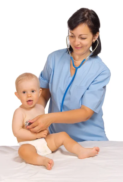 Bebezinho com médico — Fotografia de Stock