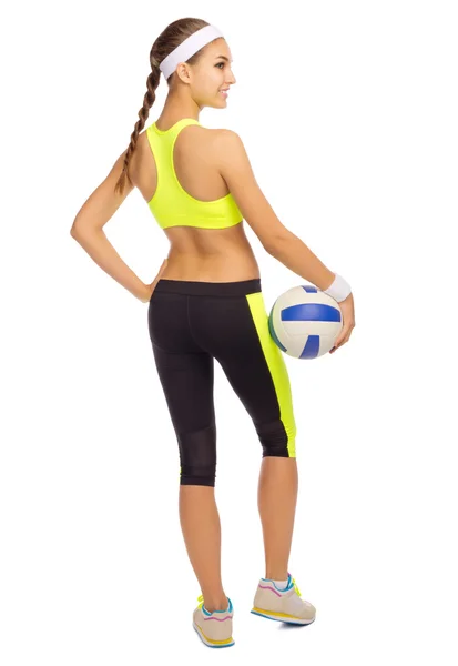 Deportiva chica con bola — Foto de Stock