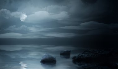 Gece deniz deniz manzarası