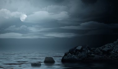 Gece deniz deniz manzarası