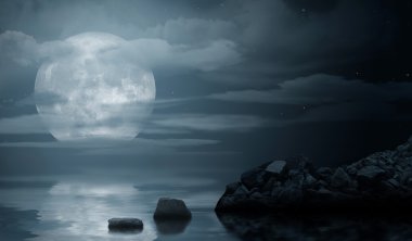 Gece deniz deniz manzarası