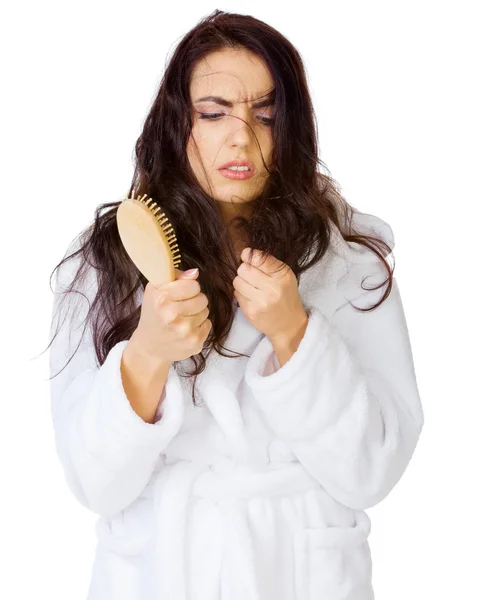 Young girl with tangled hairs — Stock Photo, Image