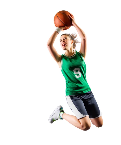 Jovem jogador de basquete menina — Fotografia de Stock