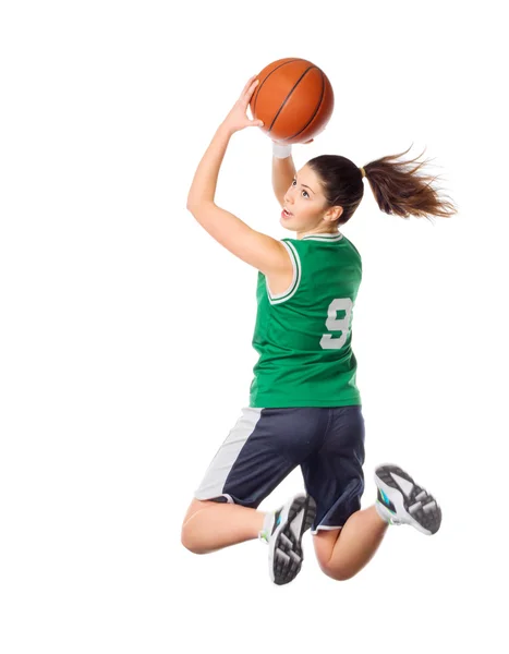 Jovem jogador de basquete menina — Fotografia de Stock