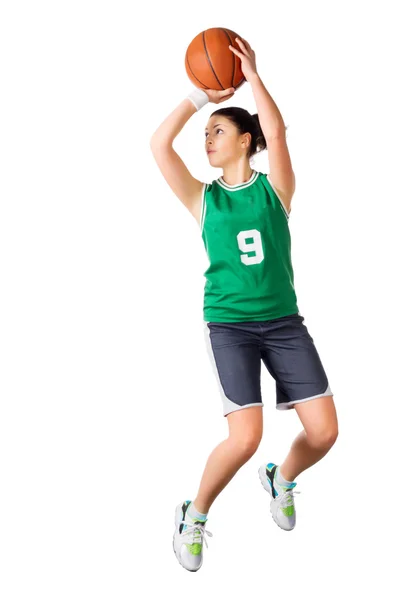 Chica joven jugador de baloncesto —  Fotos de Stock